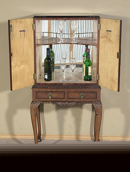Vintage english mahogany cocktail liquor cabinet bar