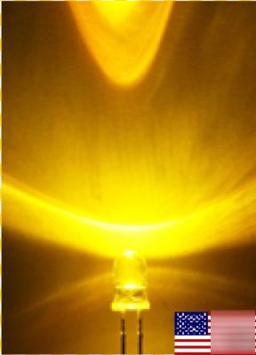 100X 3MM yellow amber leds ultra bright 1500 mcd *usa