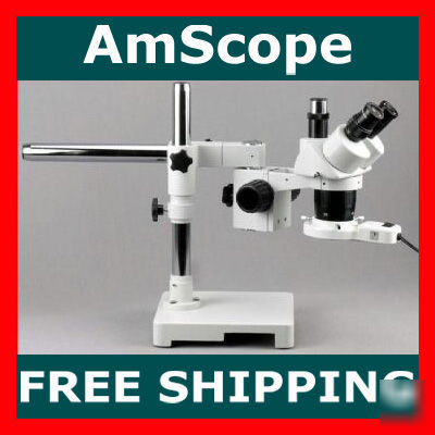 10X-30X trinocular stereo boom microscope + ring light