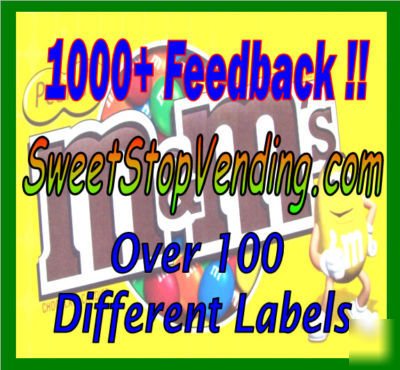 12 laminated 2.5 x 2.5 candy gum vending label vendstar