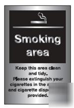 Exterior brushed steel smoking area sign - attractive