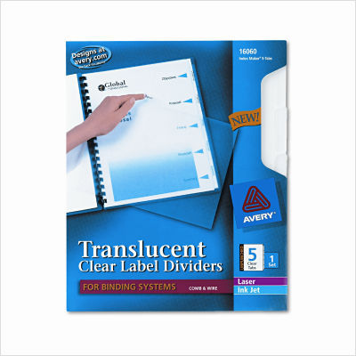 Index maker clear dividers, five-tab, letter, 5 per set