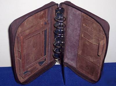 Pocket brown thick leather spacemaker franklin planner