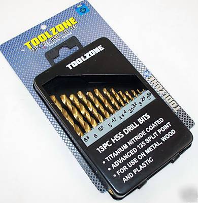 Toolzone 13PIECE titanium nitrate coated drill bit set