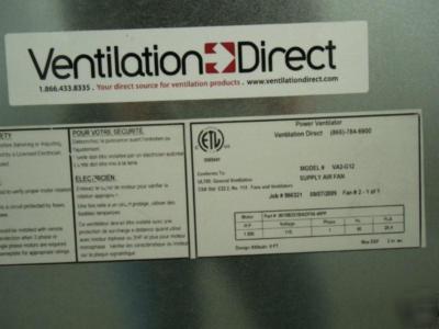 3300 cfm supply air fan