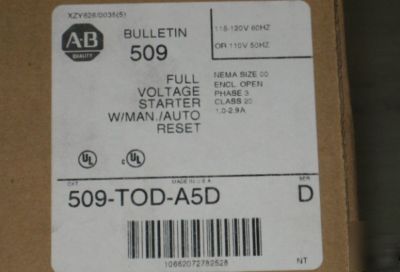 Allen-bradley full voltage starter size 00 509-tod-A5D