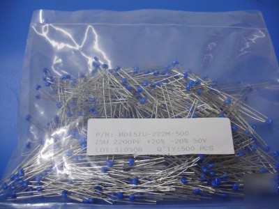 Capacitor ceramic 2200PF 50V 20% Z5U radial bulk(500PC)