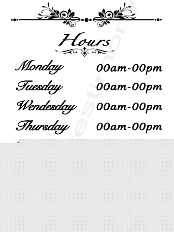 Customâ€¦storeâ€¦officeâ€¦businessâ€¦elegant hours decal sig