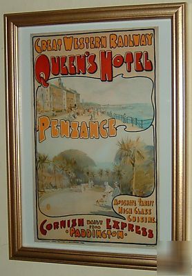 Great western railway penzance stylishly framed poster 