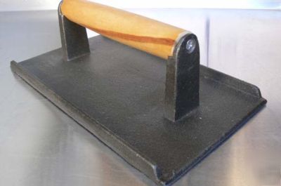 New 6 restaurant steak weight 9X5 bacon press cast iron 