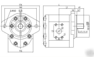 Hydraulic gear pump-group 3- 34CC/rev 2 bolt 13T shaft