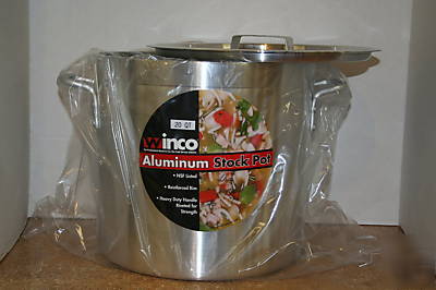 New 20 quart aluminum stock pot commercial w/ lid