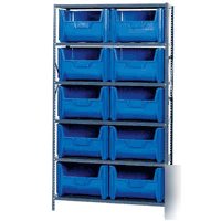 New quantum storage giant hopper bins w/shelf unit-blu