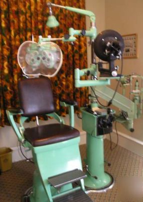 Vintage optometrist complete patient chair w/ phorotor