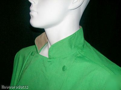 Coat chef jacket sm small melon green catering ss