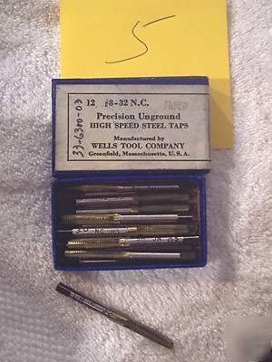12P wells tool 8-32 nc high speed steel taps w/orig box