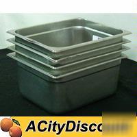4 kitchen 1/2 size steam table prep cooler pans