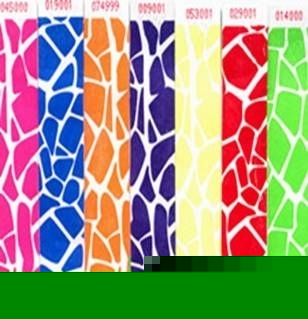 500 fun giraffe tyvek wristbands: choose from 6 colours