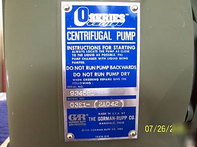 Gorman rupp engine driven self priming centrifugal pump