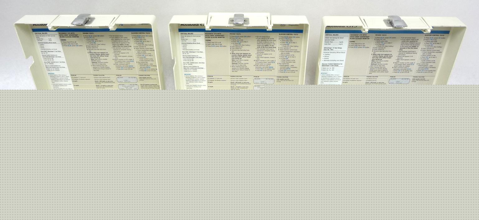 Lot 3 boehringer accudata gts plus glucose test station