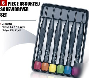 New 6 piece precision screwdriver set 3 philips 3 slot