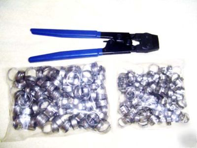 Pex cinch crimping tool for all sizes + 100 3/4 clamps