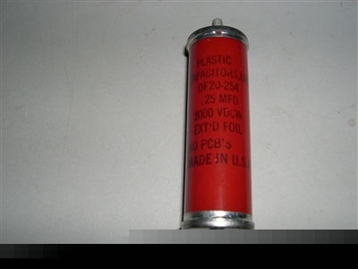 Plastic capacitors inc. high voltage cap- 0.25UF, 2000V
