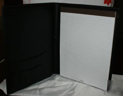 Coach black leather embossed portfolio organizer notes 