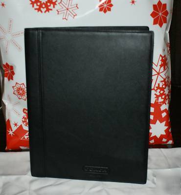 Coach black leather embossed portfolio organizer notes 