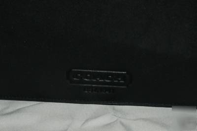 Coach black leather embossed portfolio organizer notes 