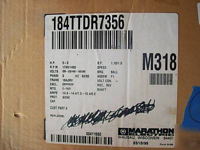 New marathon electric motor cat no. M318, spilt hp.5-3