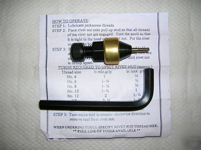 New riv nut tool wrench style size 10/32 rivnut w/wrench 