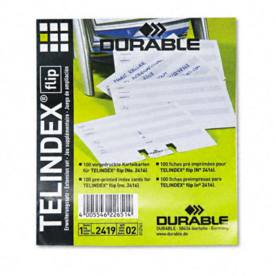 Telindex flip address card refills gray/white, 100/pack