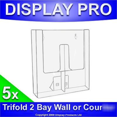 5X 1/3RD A4 trifold 2 bay wall / counter leaflet holder
