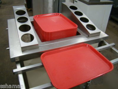 Atlas metal restaurant tray & silverware caddy w/trays