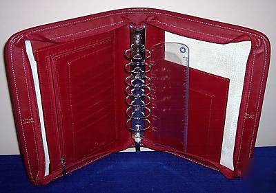 Beautiful classic - red leather 7 ring franklin planner
