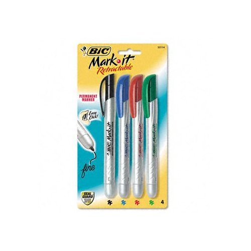 New bicÂ® mark-itÂ® retractable permanent marker 4-pack 