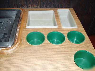 Salad bar with wood cabnet