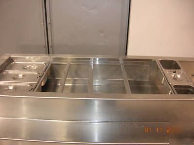 Delfield 8' 4 door refrigerated prep tables top access