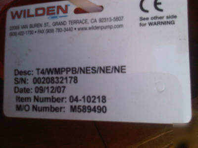 New wilden T4 metal diaphragm pump 1 1/2 oil field nbox
