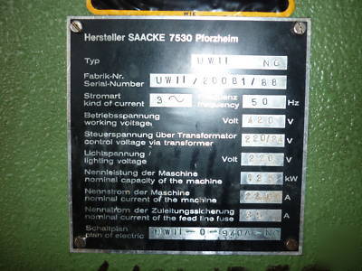 Saacke uw ii -nc saacke tool cutter grinder