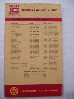 Shell servicing data sheet chaseside dumper type 19D 