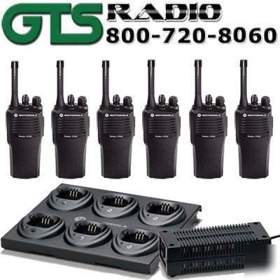 6 motorola CP200 16CH radios uhf radio w/ bank charger