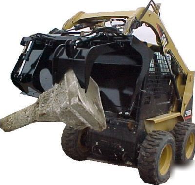 Bucket grapple skid steer loader root hydraulic bobcat
