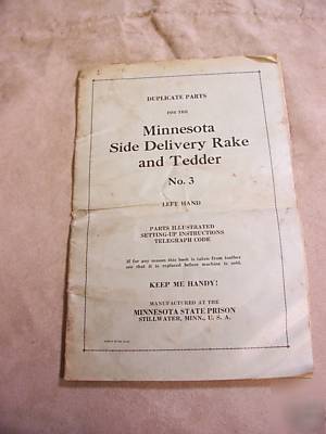 Parts list minnesota side delivery rake tedder NO3