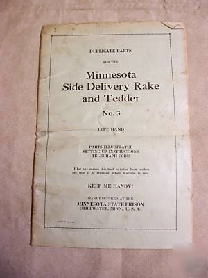 Parts list minnesota side delivery rake tedder NO3