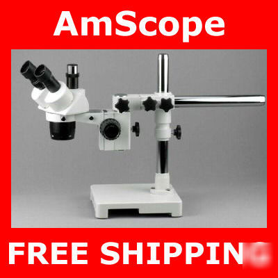 10X-20X-30X-60X trinocular stereo microscope on boom