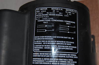 New .75 horse power electric motor in the box.
