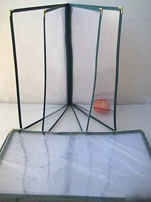 New menu covers, 8.5X14, 4 page 8 views, green, 20PCS 