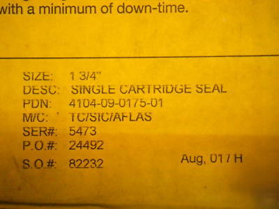 New utex liberator i single cartridge seal,1- 3/4